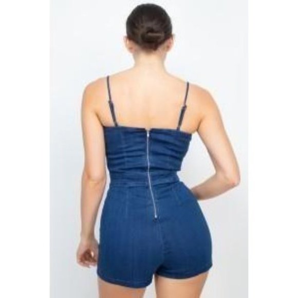 She Know She Bad Denim Romper - Picture 2 of 3
